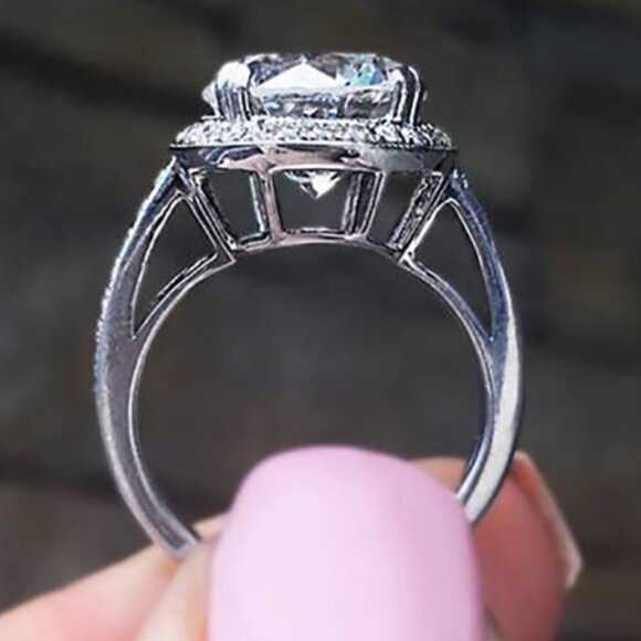 😍PURE BIG DAINTY MACRO PAVE 925 SILVER PLATED BEAUTIFUL RING FOR WOMEN, L041 - Picture 5 of 6